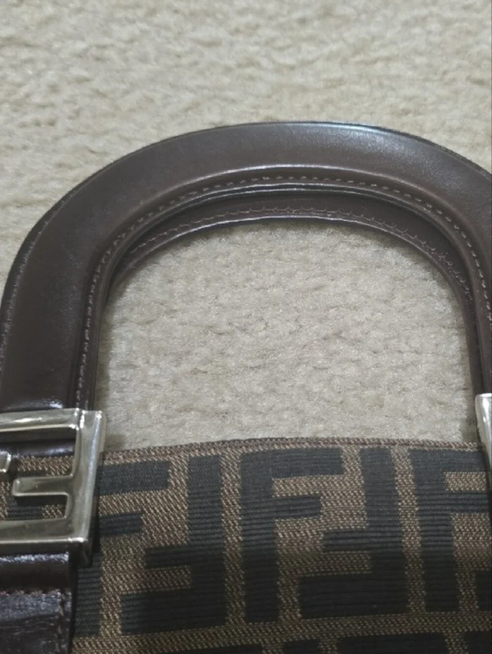 Fendi Brown Monogram Canvas Briefcase with Dark Brown Leather Handles